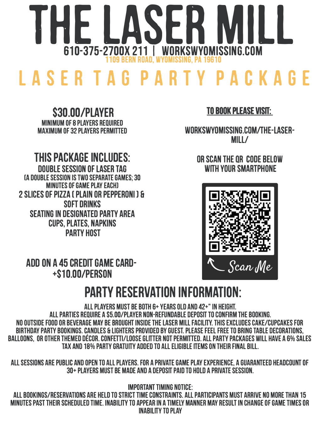 Laser Mill Party Package