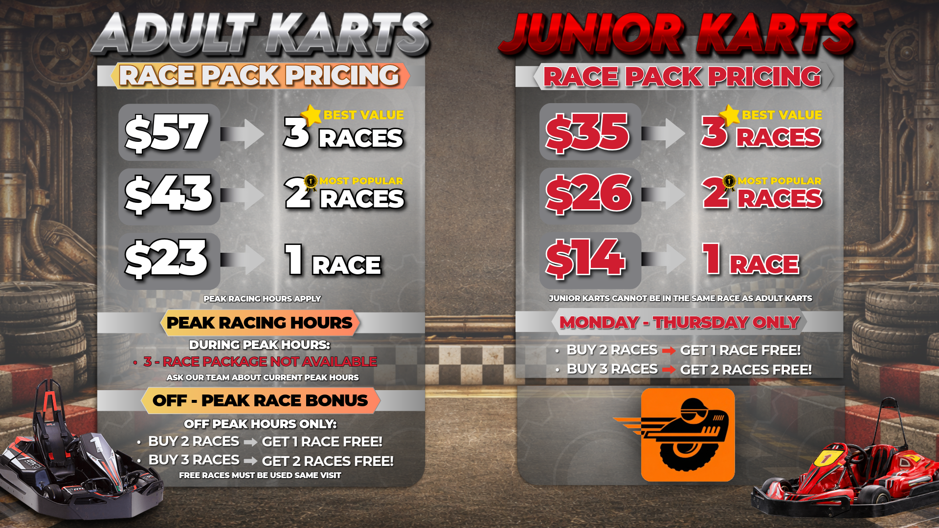 Slick Willy's Go Kart Prices